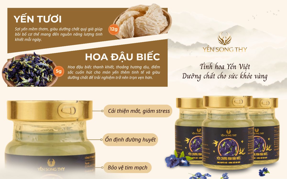 Yến chưng hoa đậu biếc mang đến nhiều công dụng bổ ích cho sức khỏe